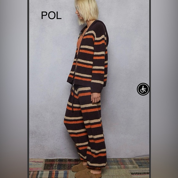 BP219-3⭐️POL in paradise brown + red Striped Hooded Jacket in softest fleece! - Picture 7 of 7
